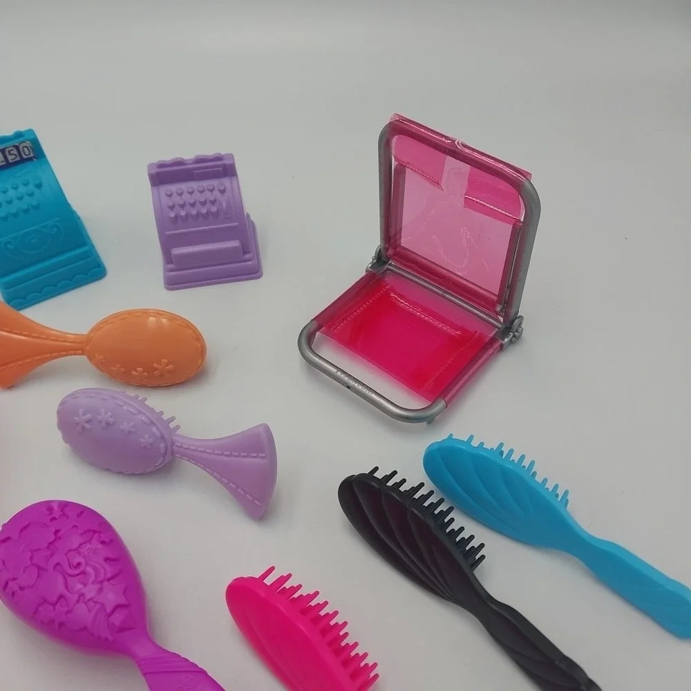 Lot‎ Of Barbie Doll Hair Brushes & Accessories Beach Chair Farmer Cash Register